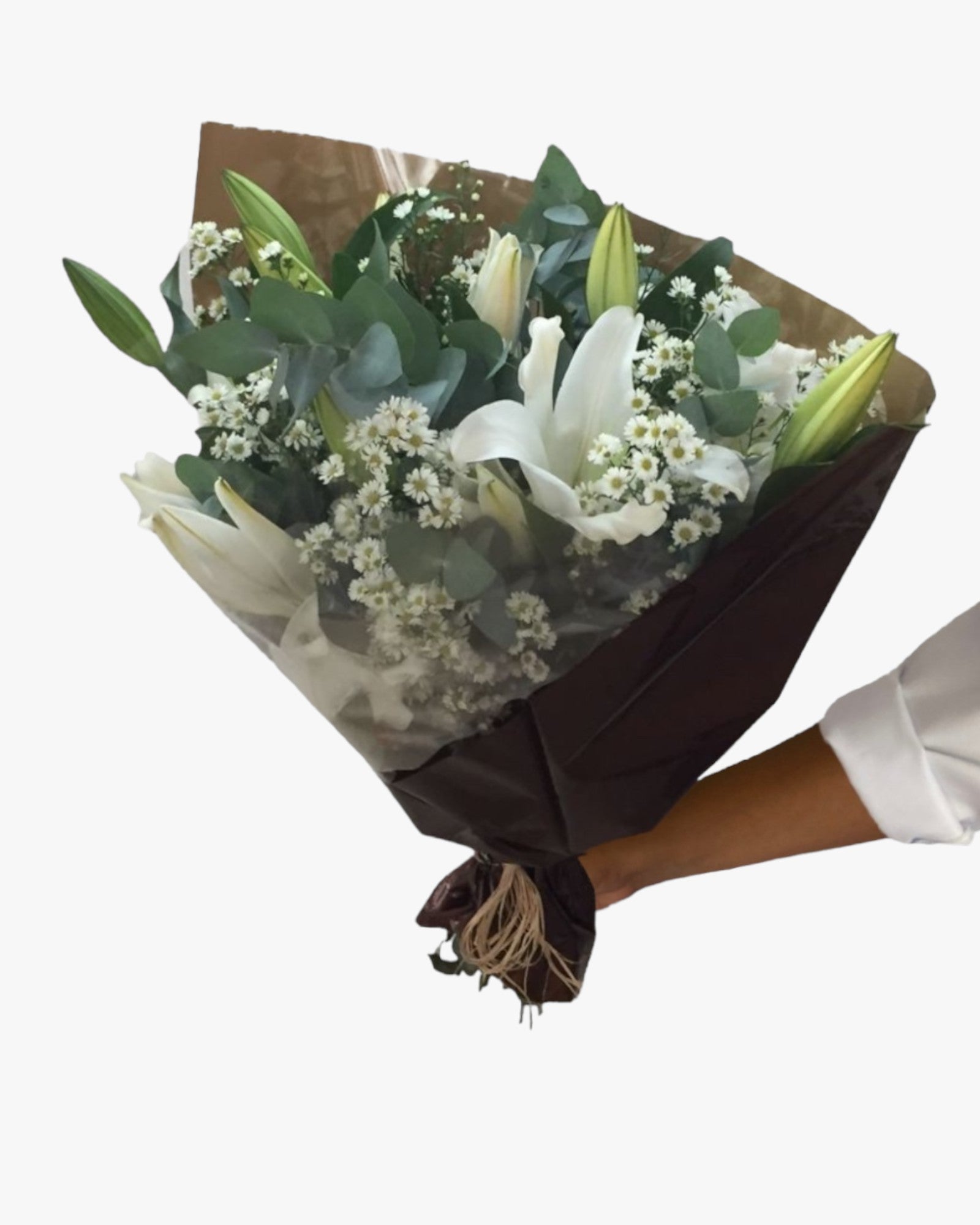 Bouquet Lírios Nevado Clássico - clubedasfloresdecoracoes