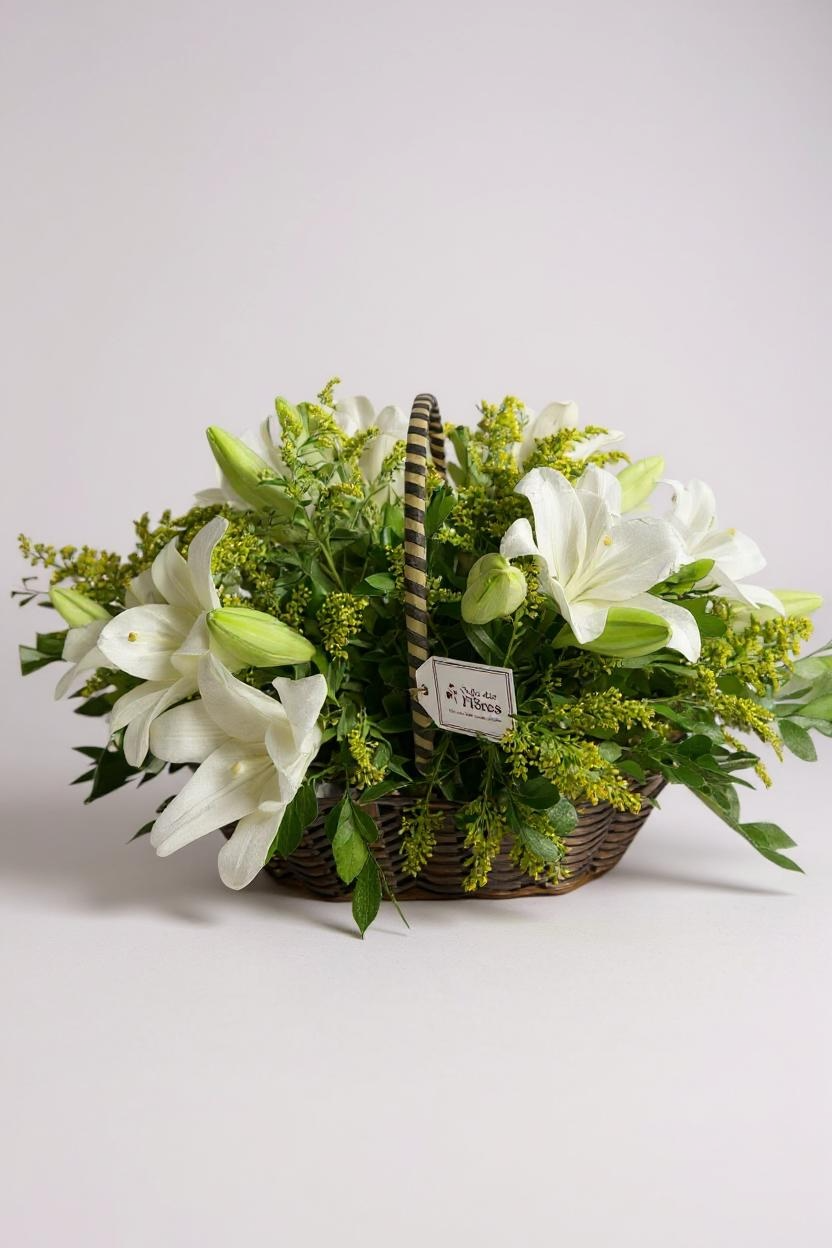 Cesta de Lírios Brancos